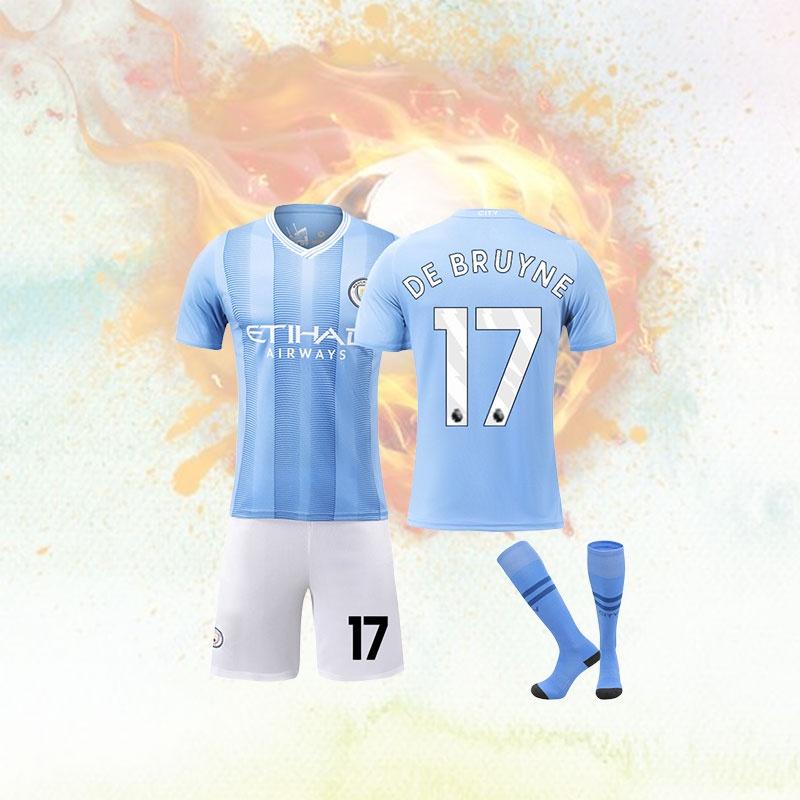 Authentic Manchester City Home Jersey Harland 9 De Bruyne 17 Adult Kids Set