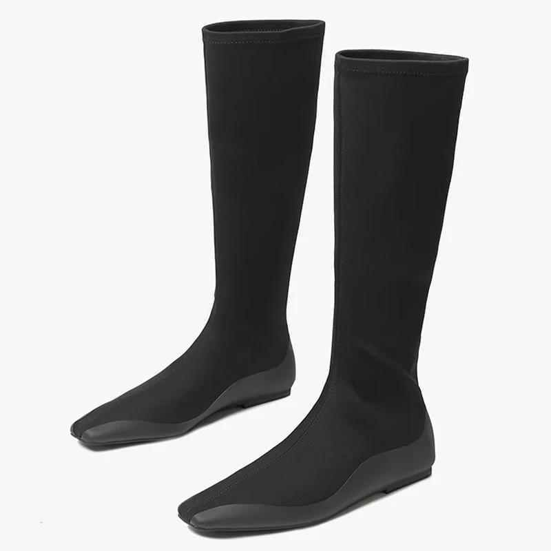 New Brand Knee High Sock Boots Casual Women Shoes Designer Flats Comfort Long Boots  Trend Fashion Winter Snow Botas Mujer