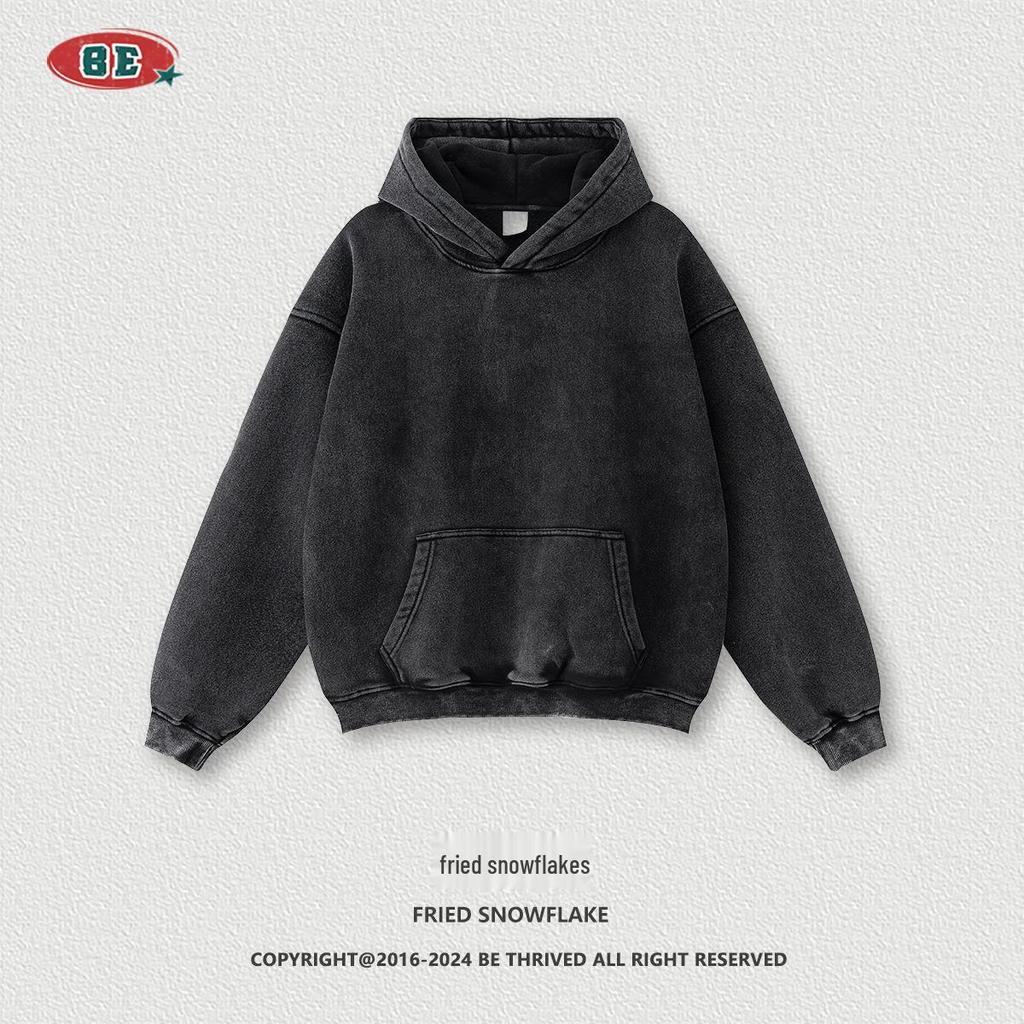 BE Men's Wear | 2025 Autumn/Winter Loose Fit Fleece-lined Retro Streetwear Hoodie Set for Men