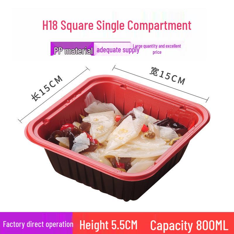 

Four-Grid Disposable Plastic Bento Lunch Box with Lid, Multi-Compartment Food Packaging Container.