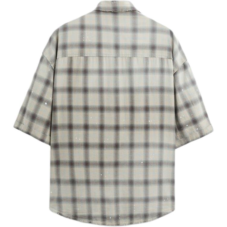 Zara Washed Plaid Short Sleeve Casual Shirt Men Shirts Medium-Gray 4877400-809