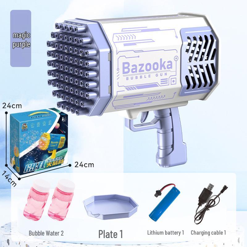 Rechargeable Gatling Bubble Gun for Kids - 69-Hole Bubble Bazooka Toy