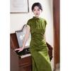 Green new Chinese cheongsam improved young 1011 new American style small temperament high-end dress