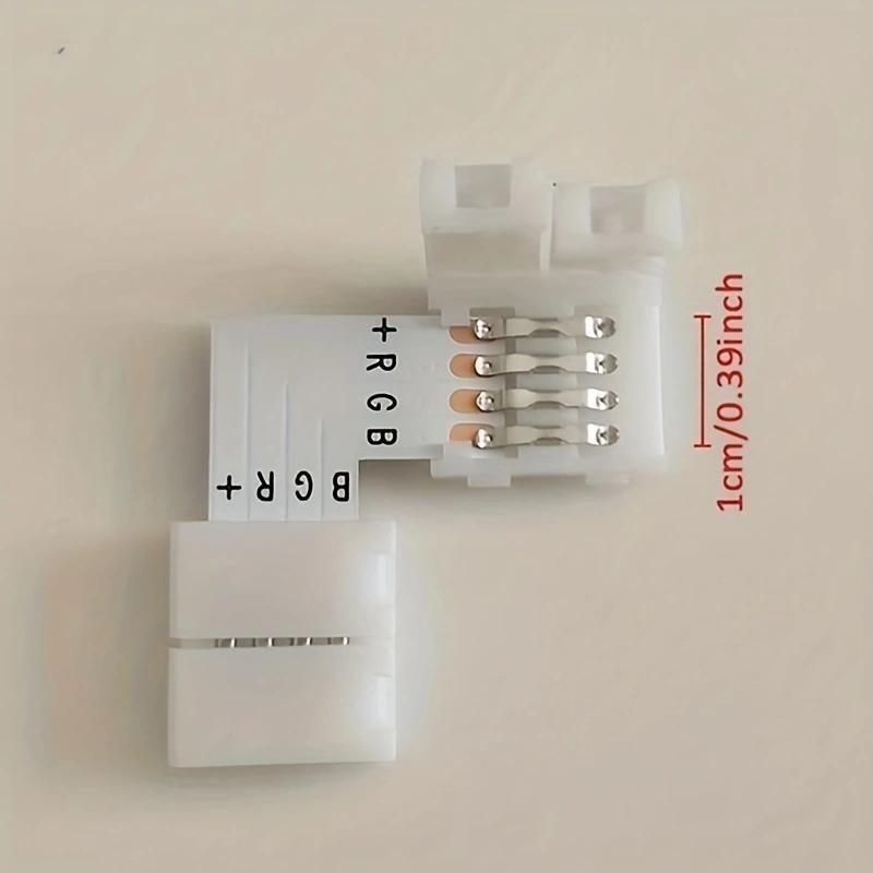 

4Pcs 5050 10mm L Shape Connector RGB LED Strip 90 Degree Corner Connectors 4-Pin