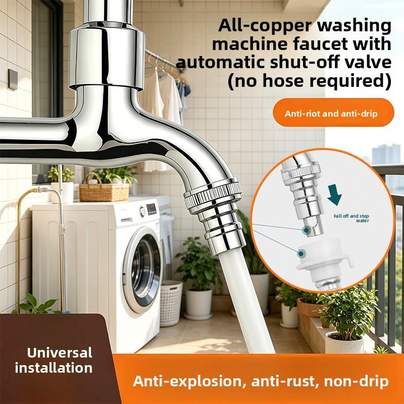 Stop Valve for Water Faucet, Automatic Stop Valve for Washing Machine Water Faucet, Prevents The Faucet Handle From Falling Off