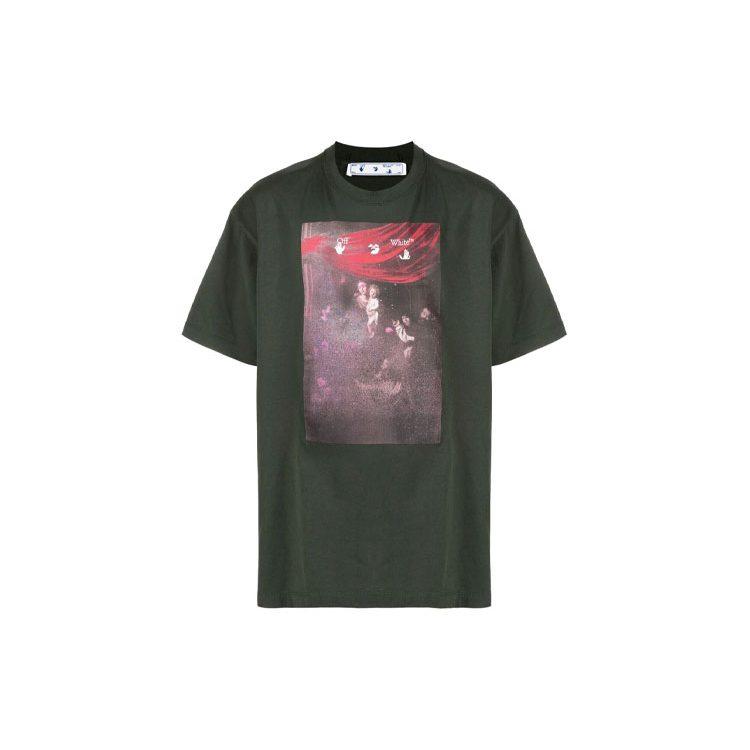 OFF WHITE T-shirt z obrazem Caravaggia OMAA038S21JER0055901