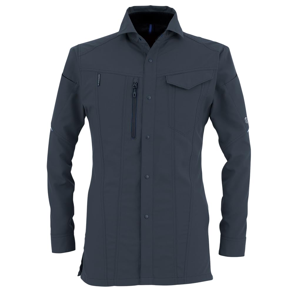 

[CO-COS Nobuoka] AE-9058 Экологичная эластичная рубашка с длинным рукавом BOTTLE TECH®, Угольный, Размер 4L