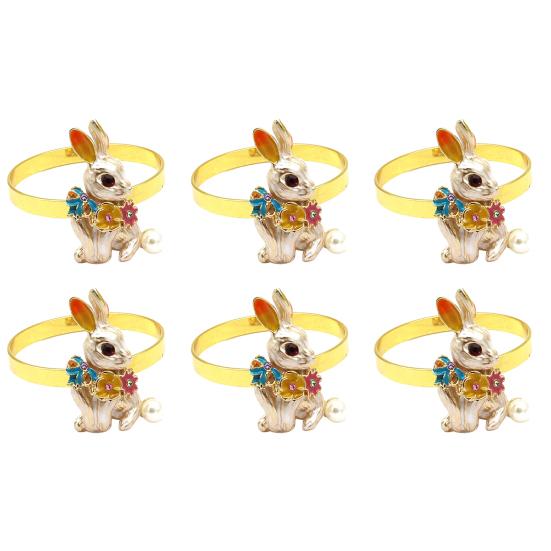 Anel de guardanapo atraente de longa duração reutilizável toalha de guardanapo de coelho de páscoa suprimentos para casa