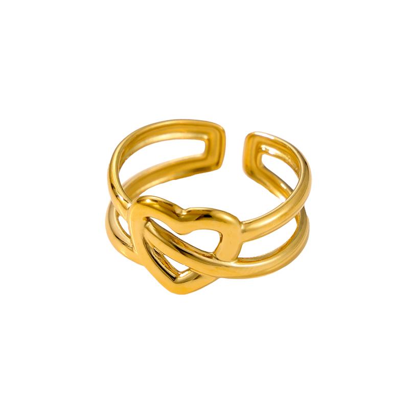CARLIDANA Personality Simple Stainless Steel Index Finger Ring Fashion Trend Irregular Gold Plated Women Open Ring Jewelry