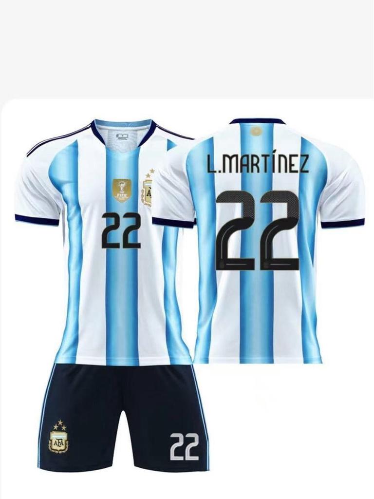 Argentina Home No. 10 Messi & No. 21 Dybala Kids Soccer Jersey Set - World Cup 2526