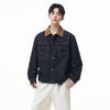 Mens Washed Denim Jacket With Contrast Color Trim Relaxed Fit Workwear Style Fall