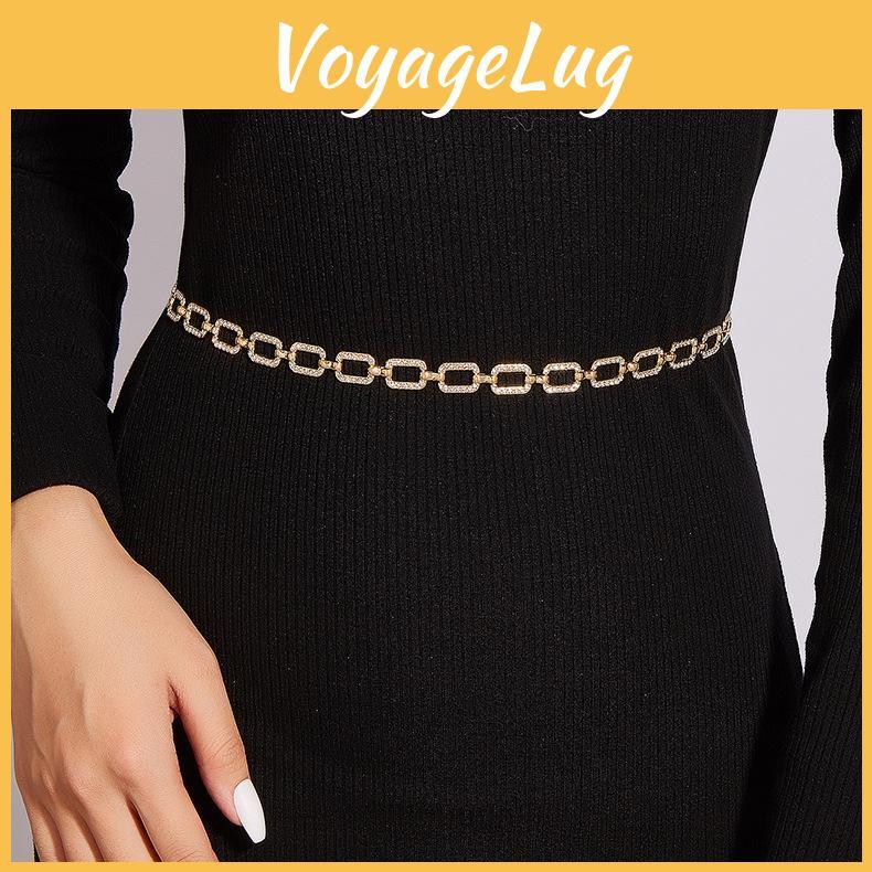 Hole Diamond Square Waist Chain Metal Accessories Dress Waist Decoration Chain