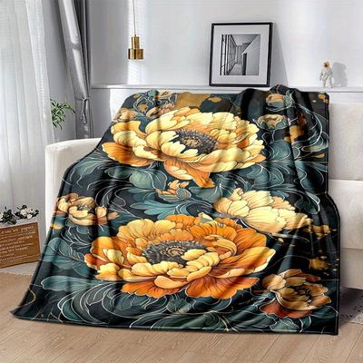 1 Stück Pfingstrosen-Druck Leichte Flanelldecke, Bequeme und Warme Decke, für Camping Sofa Bett und Couch Büro, Geschenk