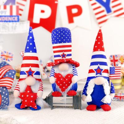 Independence Day Dwarf Pointy Hat Doll Decorated with Faceless Old Man Doll Rudolph Window Ornaments