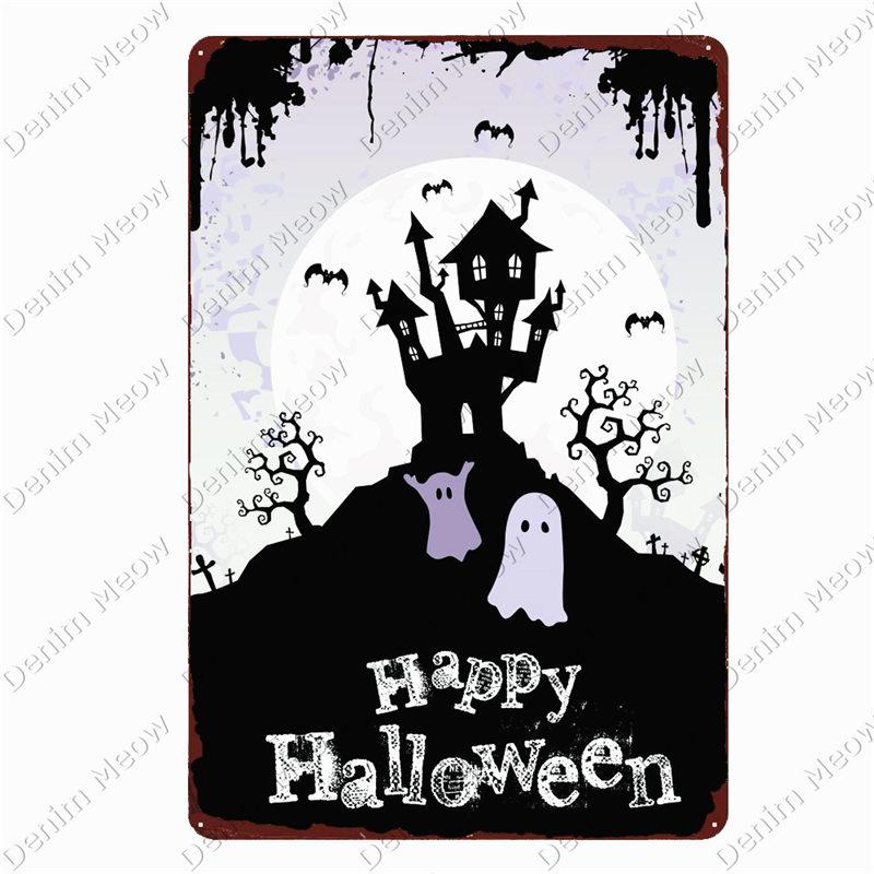 Halloween Party Poster, Happy Halloween Vintage Metal Signs, Bar, Pub, Cafe, Home Decor, Tin Painting, Tin Plate, N369