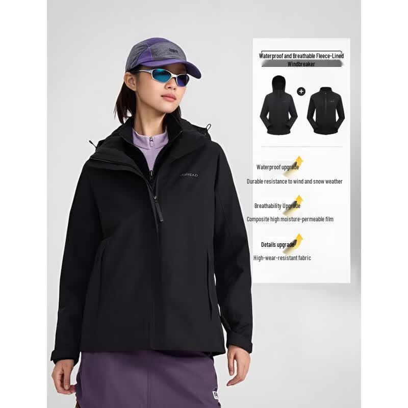 TOREAD Women s 3-in-1 Fleece-Lined Jacket XXL чёрный