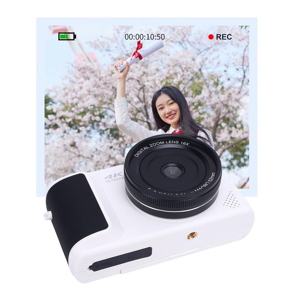 4K Digital Camera for Photography 6 P HD Auto  16X Digital Zoom Retro Mirrorless Video Camera with   Screen for Travel