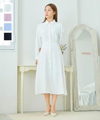 Salon De Seoul New Zenith Shirt Dress Long [White/Indy Pink/Light Blue/Black]