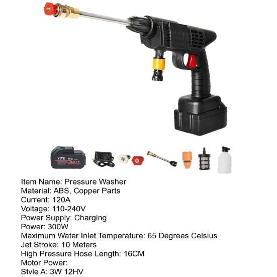Cordless Pressure Washer Electric Car Washing Machine Rechargeable 300W High Power Cleaner Handheld Pressure Washer