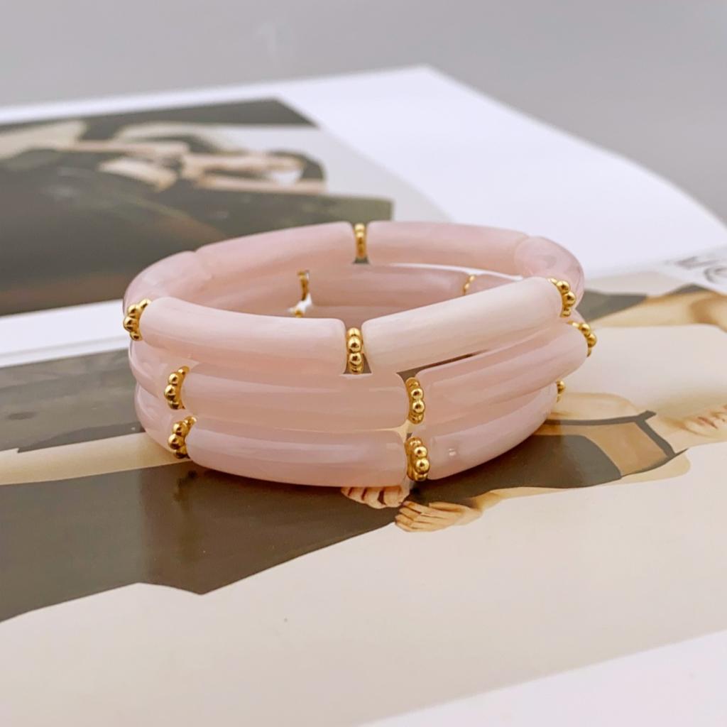 Trendy 3-delige Acryl Kralen Armband Set met Delicate Tinten voor Dames Dagelijkse Ensemble armband voor dames