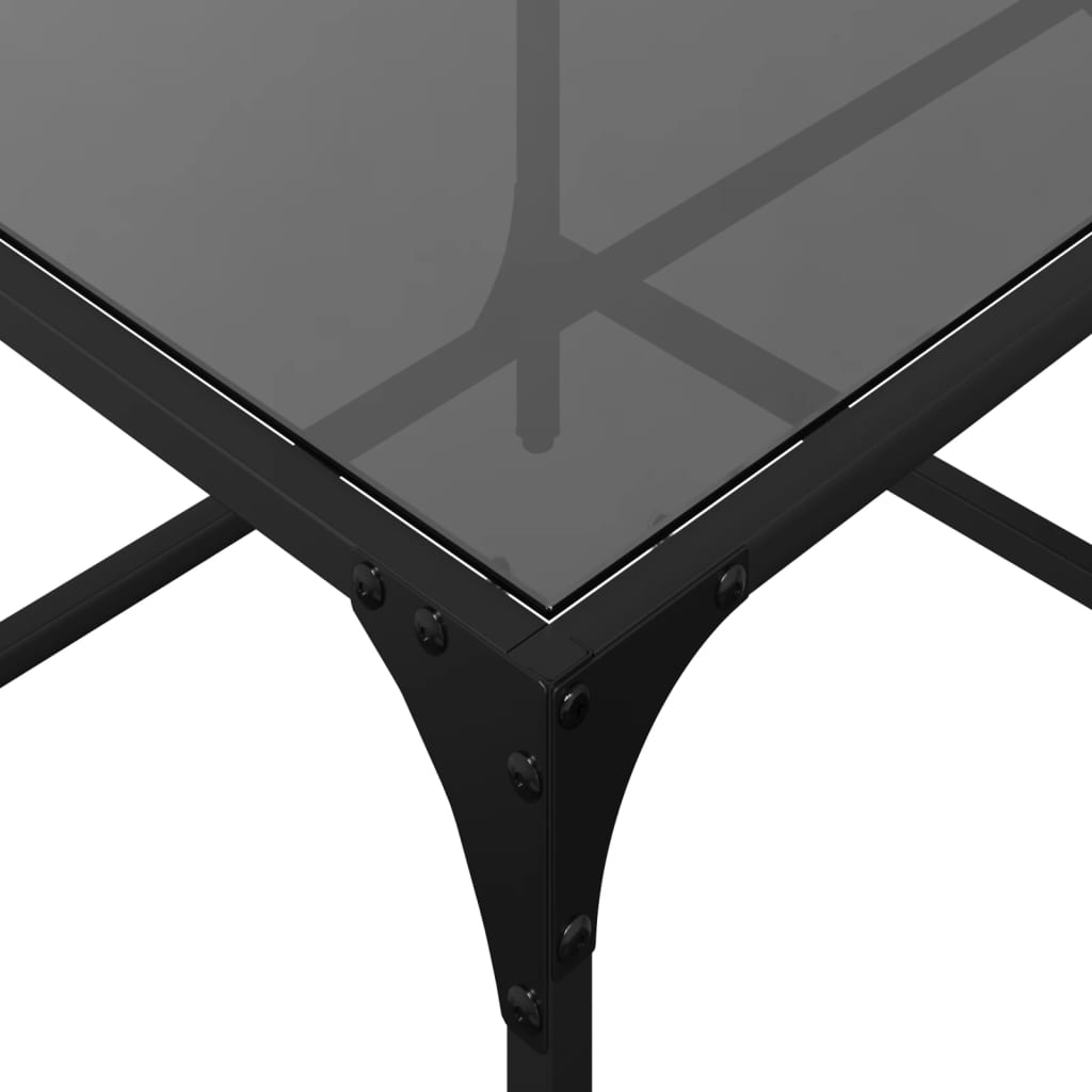  Coffee Table with Black Glass Top, 98.5x50x40 Cm, Steel