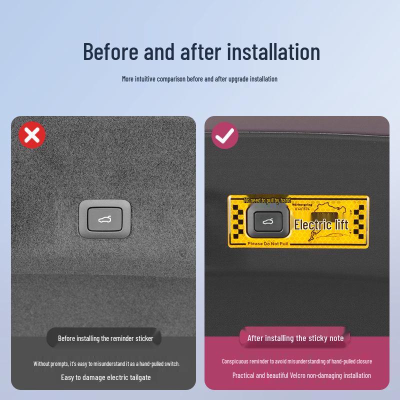 Xiaomi YU7/SU7 Electric Tailgate Warning & Trunk Switch Sticker - Car Decoration Accessory