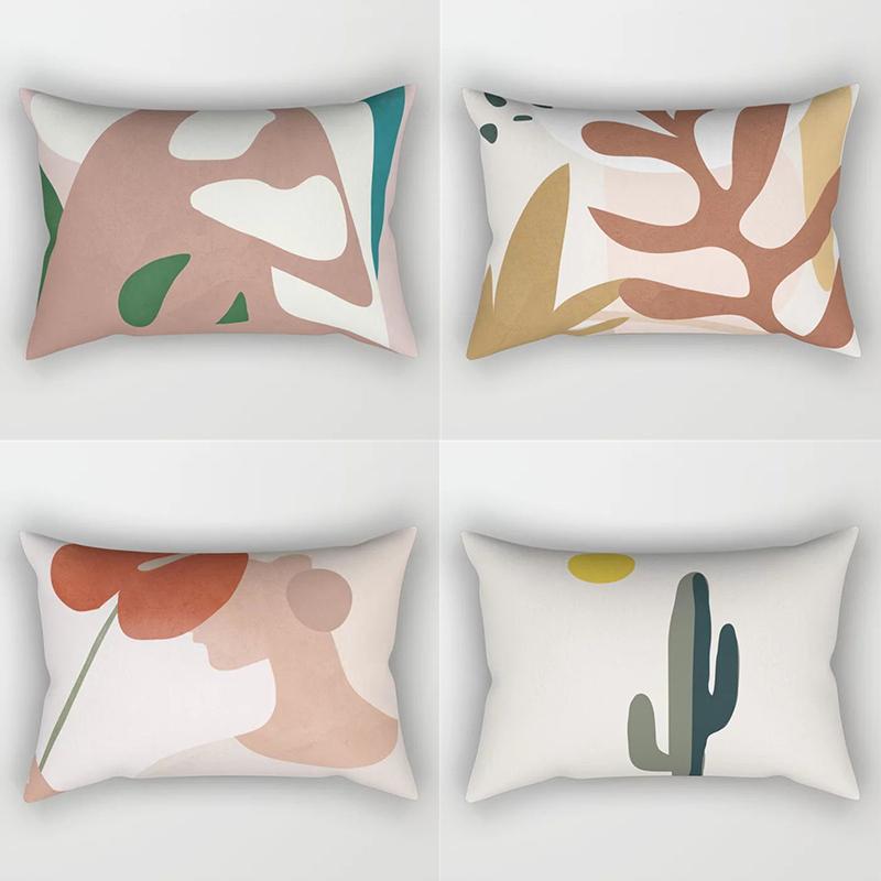30x50 Nordic Abstract Geometric Splicing Leaf Plant Print Pillowcase Modern Fashion Polyester Cushion Cover Sofa Home Decor