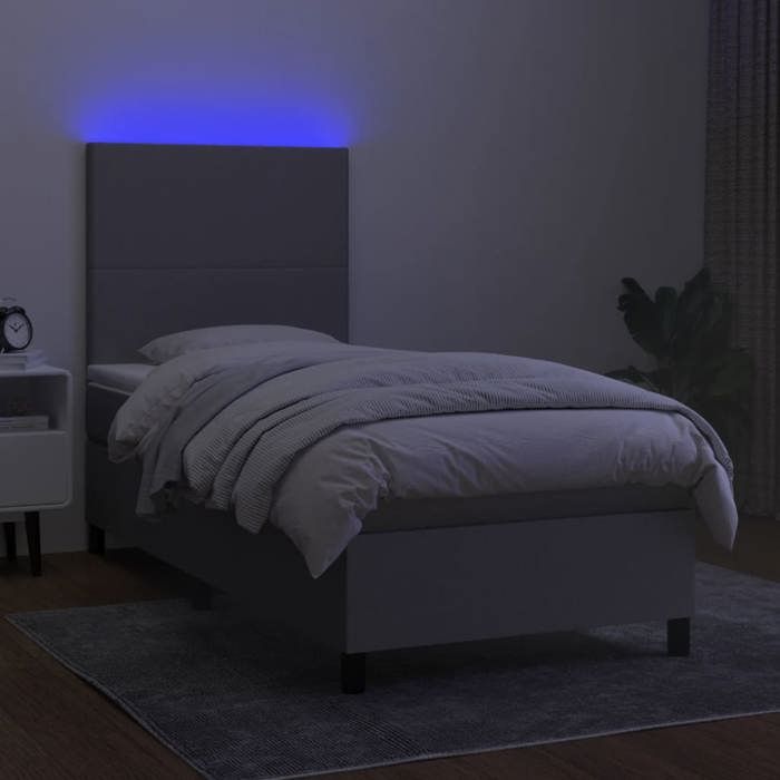 Maison Exclusive - Sommier à lattes de lit avec matelas et LED Gris clair 90x200cm