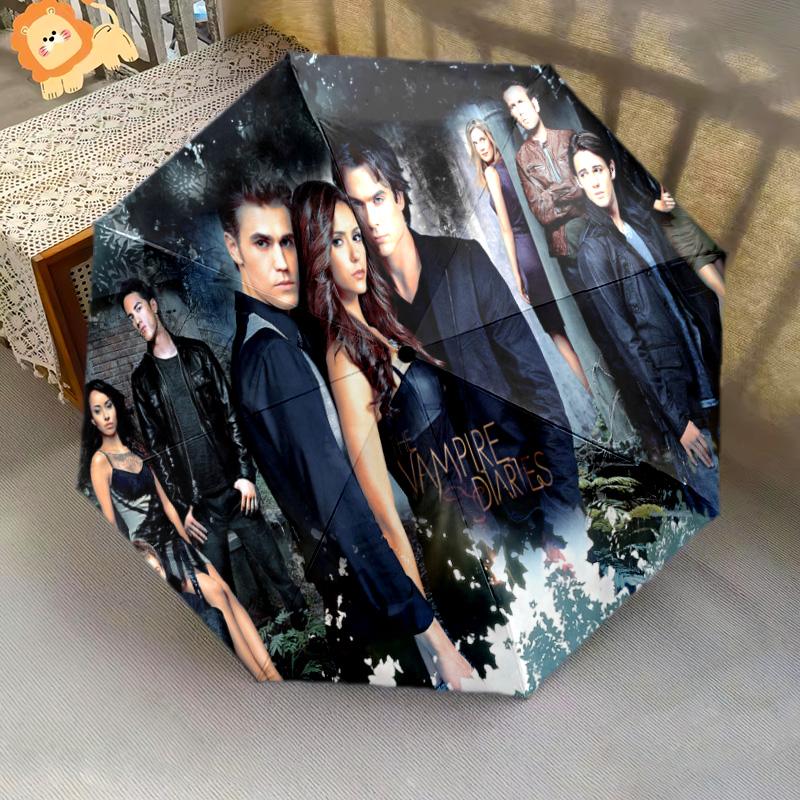 1PC Vampire Diaries Series Automatic Umbrella - Suitable Travel Outdoor Portable Umbrella Birthday Gift Daily Essentials