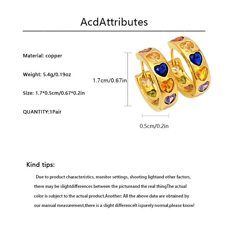 Zircon Heart Hoop Earrings: Japanese & Korean-Inspired Women's Fashion, Elegant Simple Design, Light Luxury Jewelry.