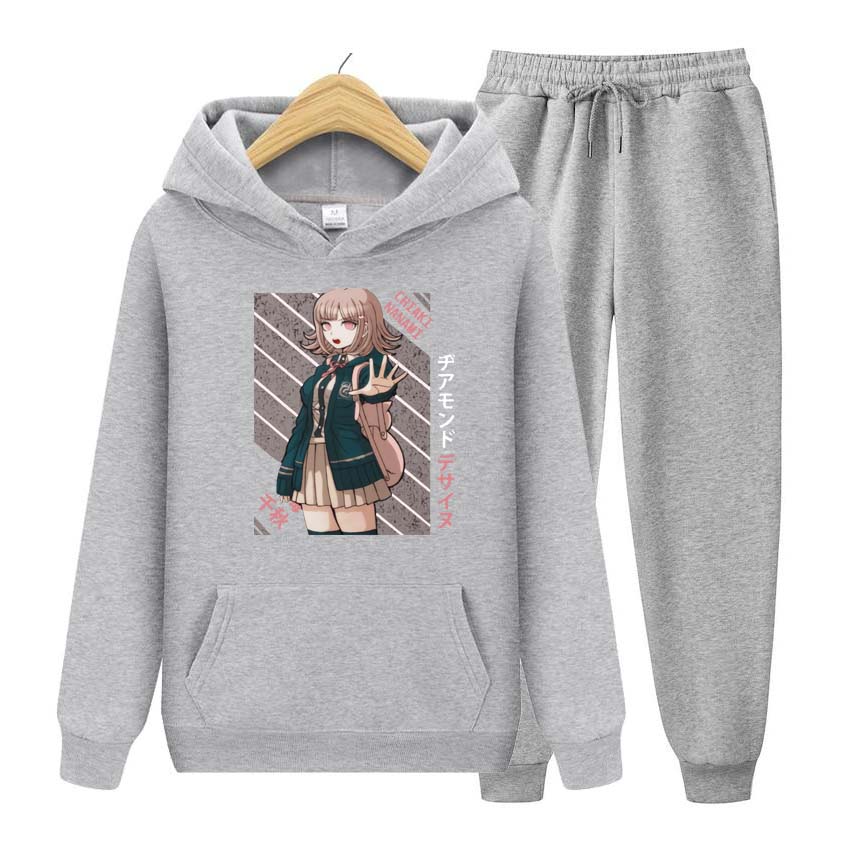 

Женские толстовки с принтом аниме, спортивные костюмы, женский комплект с капюшоном, осенне-зимние толстовки + брюки, комплект из двух предметов