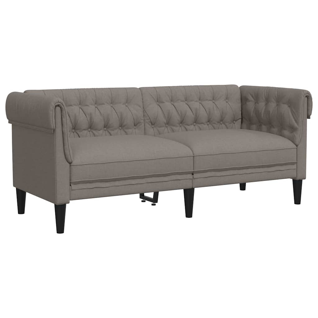 Chesterfield Sofa 2 Seater Taupe Fabric