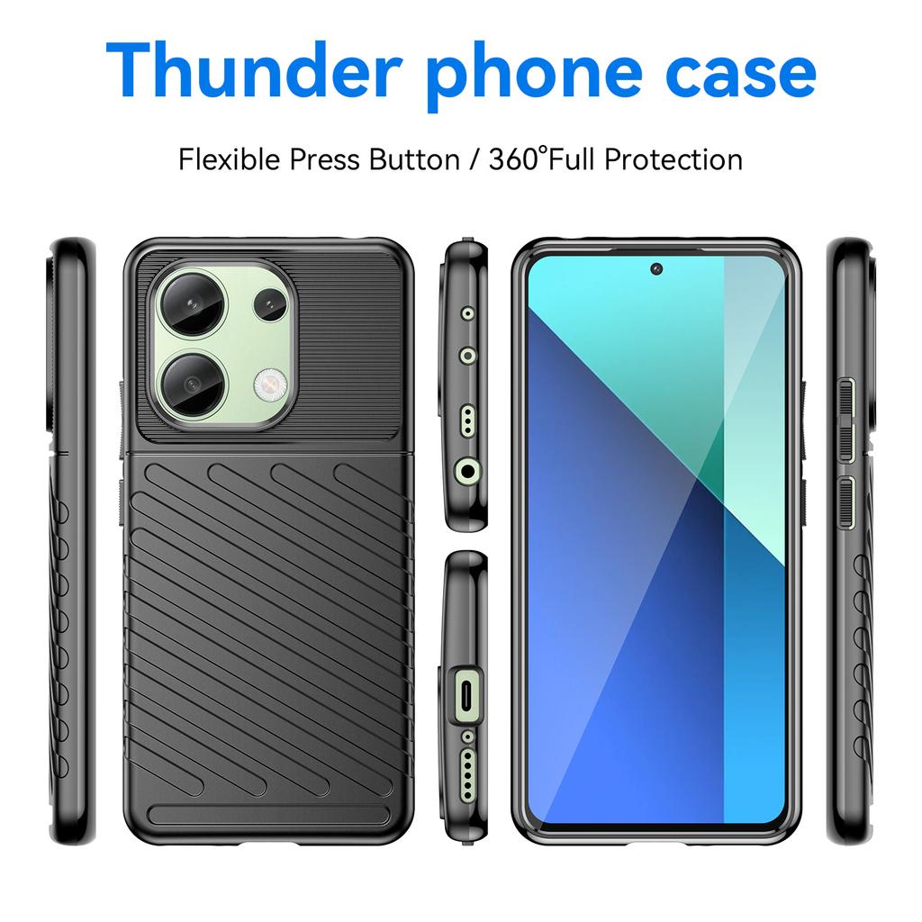 Thunder Series For Xiaomi Redmi Note 13 4G Case Twill Texture Thickened TPU Soft Phone Cover