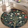 1PC Floral Tree Birds Office Round Area Rug, Mat Suitable ForOffice, Under Office Chairs Bedroom Living Room Home Decor, Room Deco