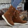 Large Size Mid-calf Snow Boots Women 2025 Fall and Winter Padded Thickened Warm Lace-up Cotton Boots