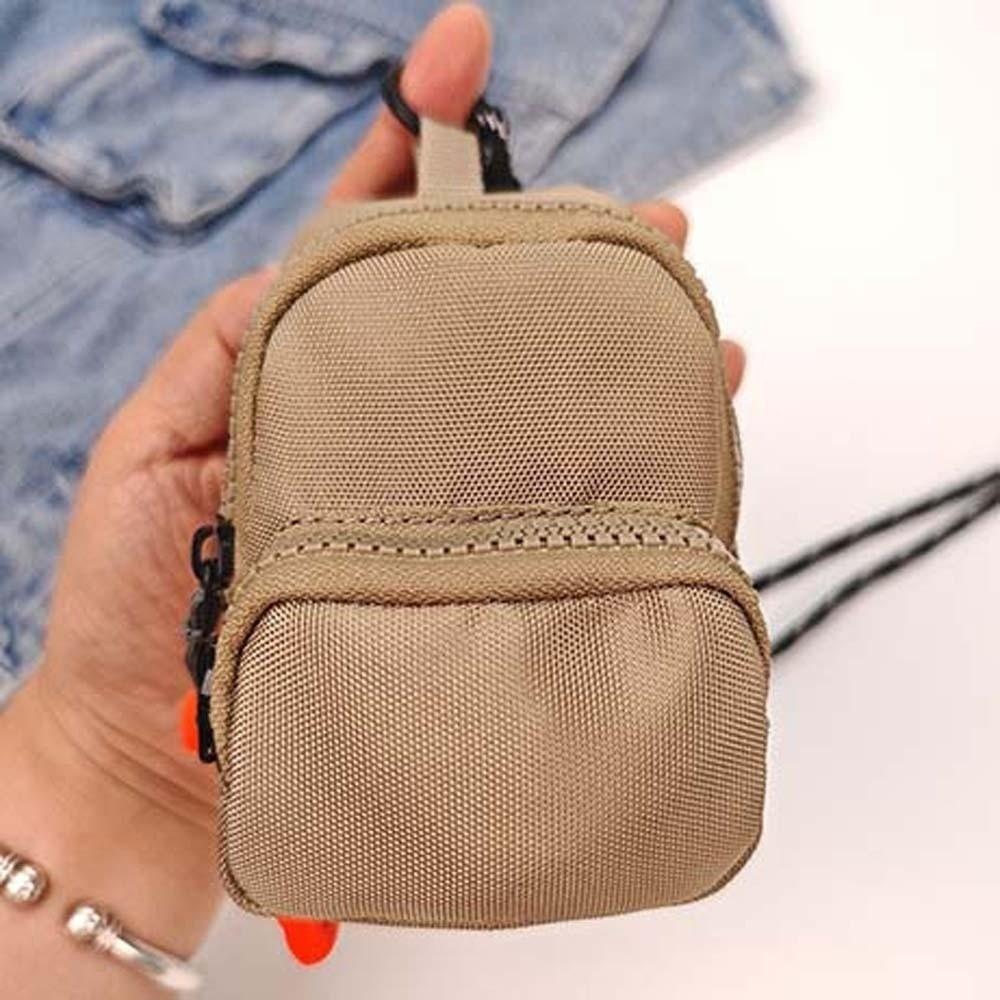 Mini Oxford Cloth Hanging Neck Coin Purse Mini Earphone Bag Simple Portable Small Small Pendant Key Pouch with Lanyard