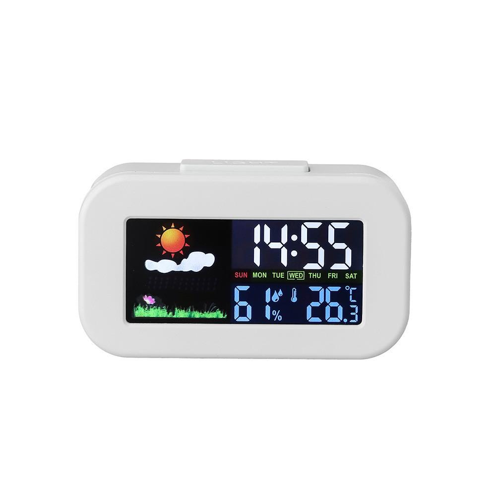 Cross-Border Multifunctional Weather Clock: Color Screen, Perpetual Calendar, Temperature & Humidity Monitor, Backlight, Alarm, Smart Features.