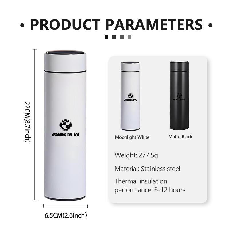 GFOU9 Car Temperature Display Thermos Cup Stainless Thermos Bottle For BMW X1 X2 X3 X4 X5 X6 F49 F39 F25 G01 F16 G06 G07 F25 F30