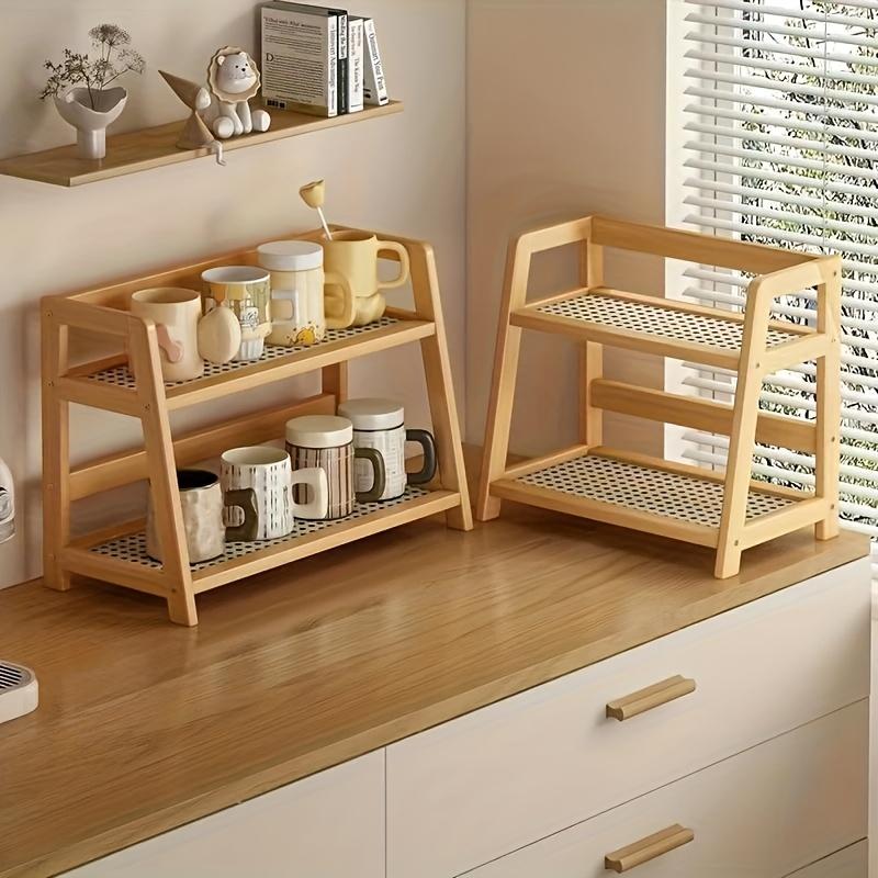 Cup Storage Rack Imitation Rattan Cup Rack Double-layer Desktop Miscellaneous Water Cup Storage Rack Dormitory Kitchen Organizing Rack