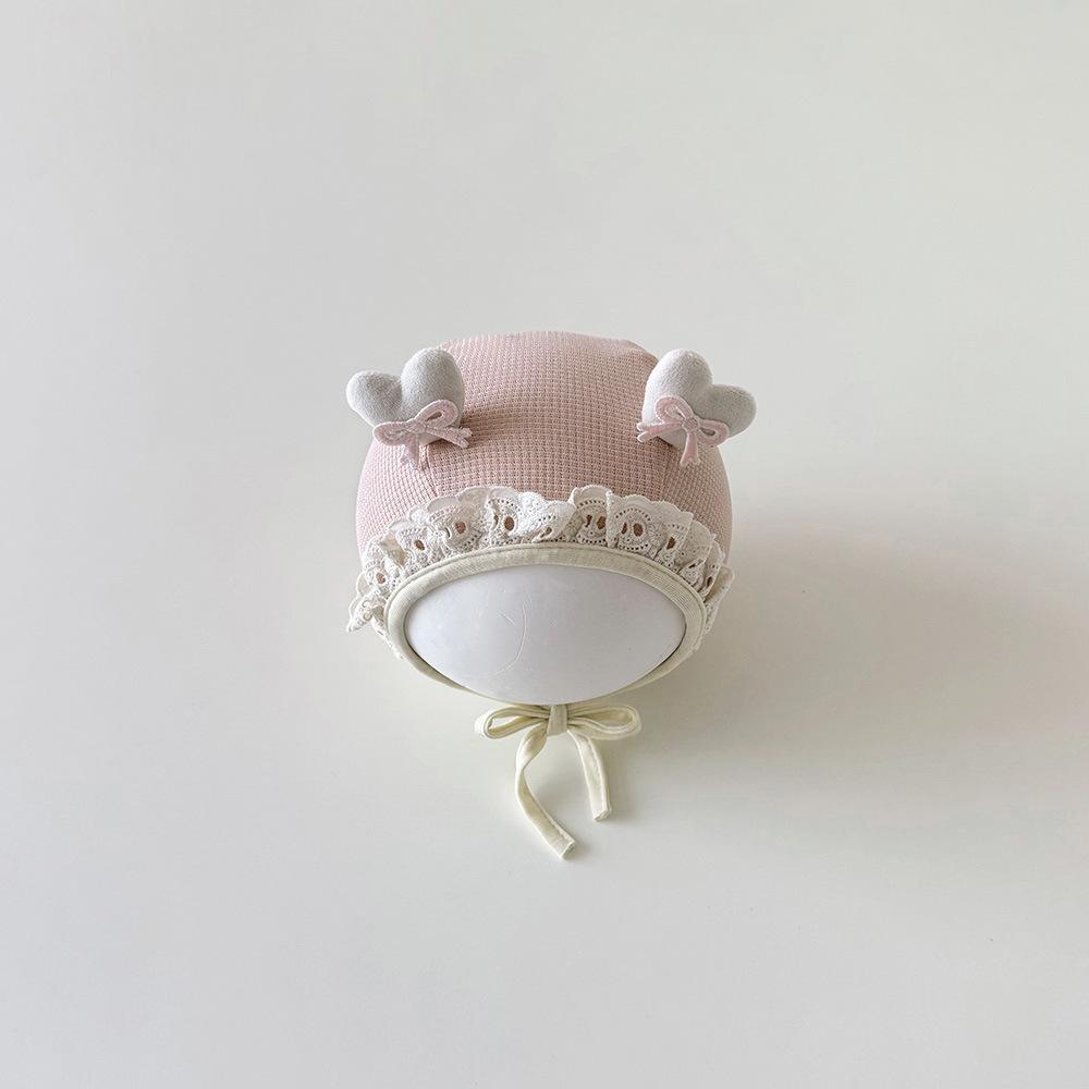 Korean Baby Warm Knitted Hat New Winter Heart Ear Flap Cap for Newborn Photographyr Props Cute Infant Soft Bonnet 0-14M