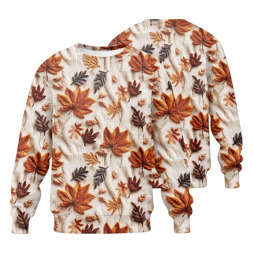 Men's Casual Loose Fit Round Neck Printed Long Sleeve Shirt