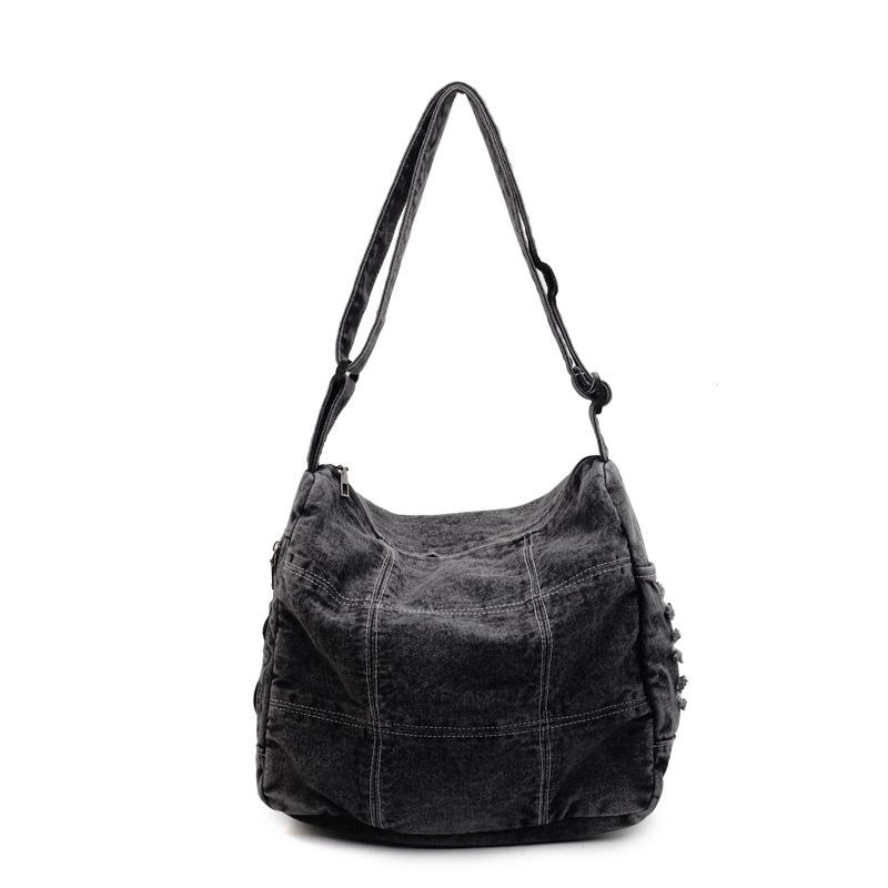2025 new versatile women's denim messenger bag large-capacity women's tote bag student tutoring bag