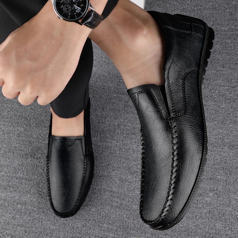 Fashion Business Leather Shoes Casual Luxury Brand Leather Shoes Breathable High-Quality Soft Sole British Style Loafers Driving Shoes