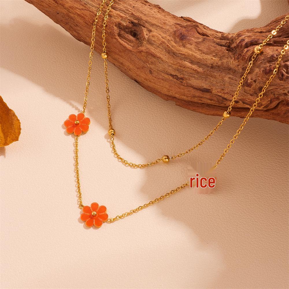 

Набор украшений из нержавеющей стали «Маргаритка и хризантема»: Невыцветающее ожерелье, браслет и серьги-гвоздики для женщин