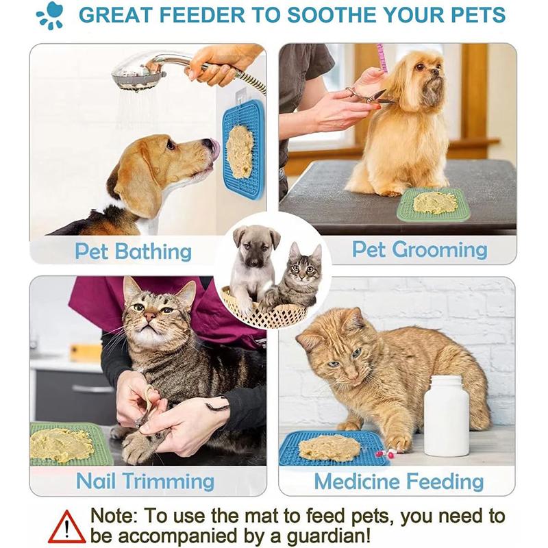 LMETJMA Lick Mat for Dogs and Cats Silicone Licking Mat with Suction Cups for Anxiety Relief Square Dog Slow Feeder Lick Pat
