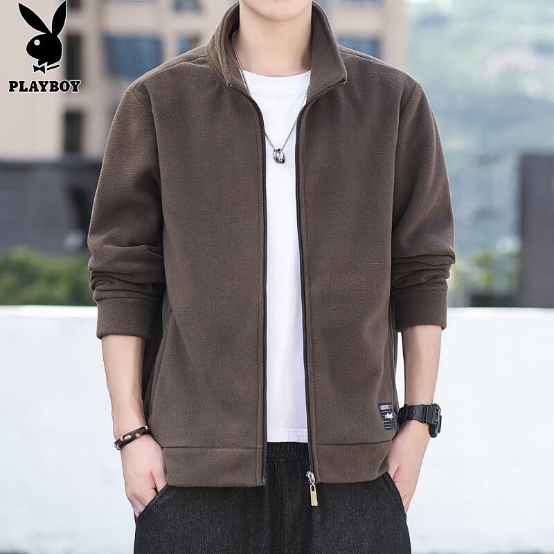 PLAYBOY Men's Stand Collar Fleece Jacket