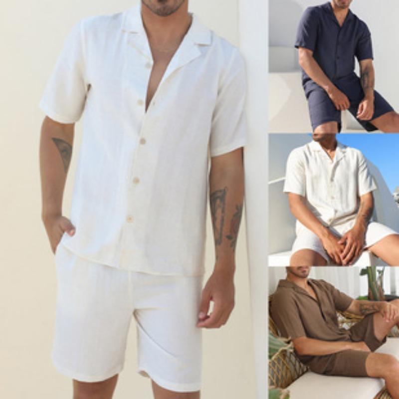 Men's Beaded Short Sleeve Shirt Shorts Collection