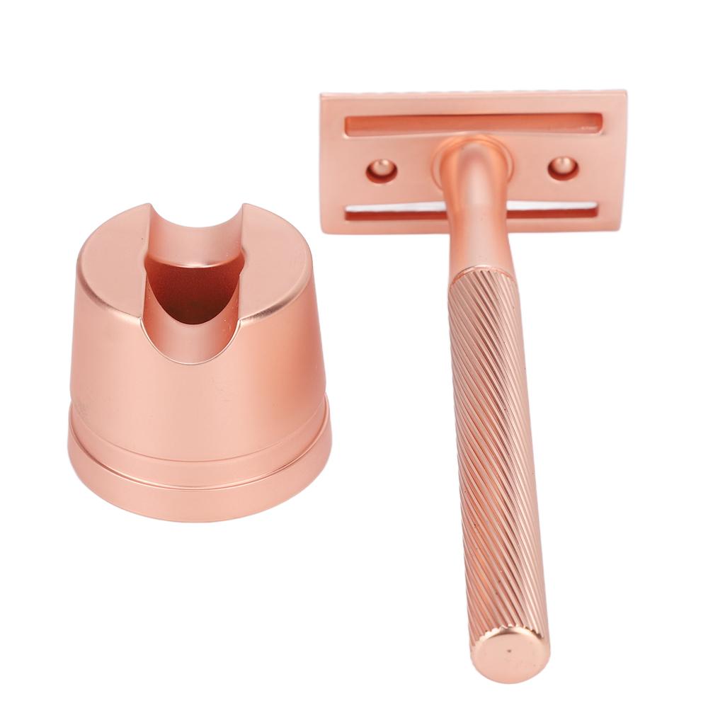 Zinc Alloy Men Portable Brass Handle Double Shaving with Base for Face Grooming