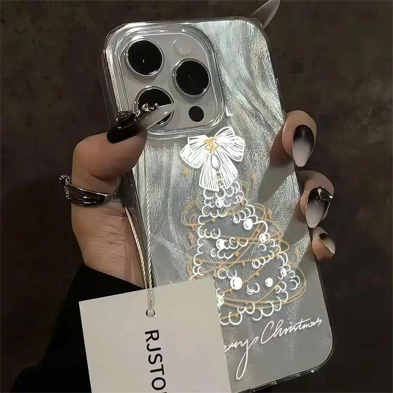 

Чехлы для телефона Рождественская елка (Масляная живопись) для iPhone 17 Pro Max 16 15 14 13 12 11 XS X XR 7 8 Plus 16E Air, Ударопрочный бампер iPhone SE (2020)