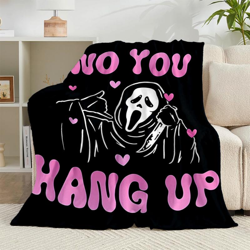 1PC Ghostface Greetings Poster Flannel Blanket Gift, Suitable for Both Men And Women, Soft Ideal for Beds And Sofa, Birthday Or Christmas Gift